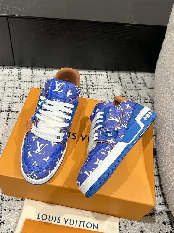 View 5 of Bold Electric Blue LV-Style Monogram High-Tops: All-Day Comfort