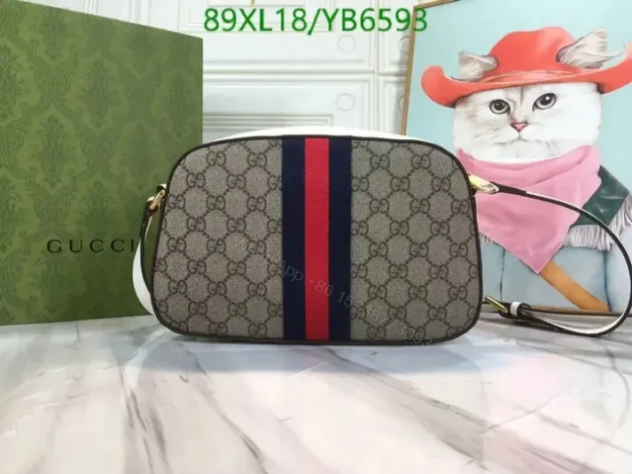 View 5 of Gucci Small Ophidia GG Leather Shoulder Bag YB65935 AAAA+