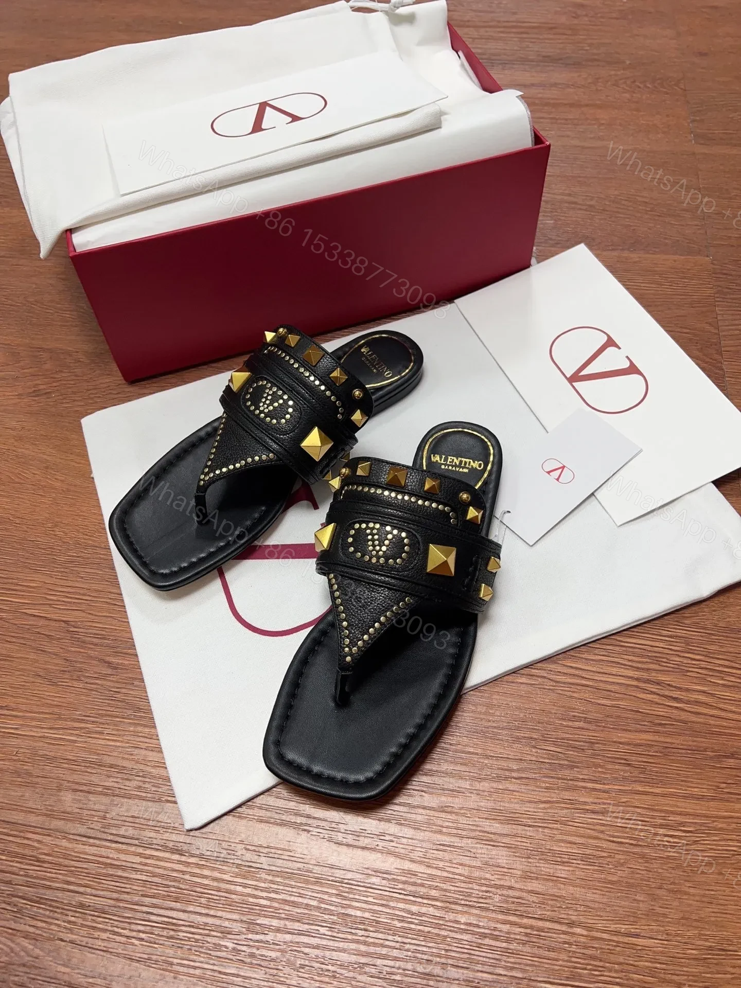 View 5 of Valentino Women Black Leather Studded Flats