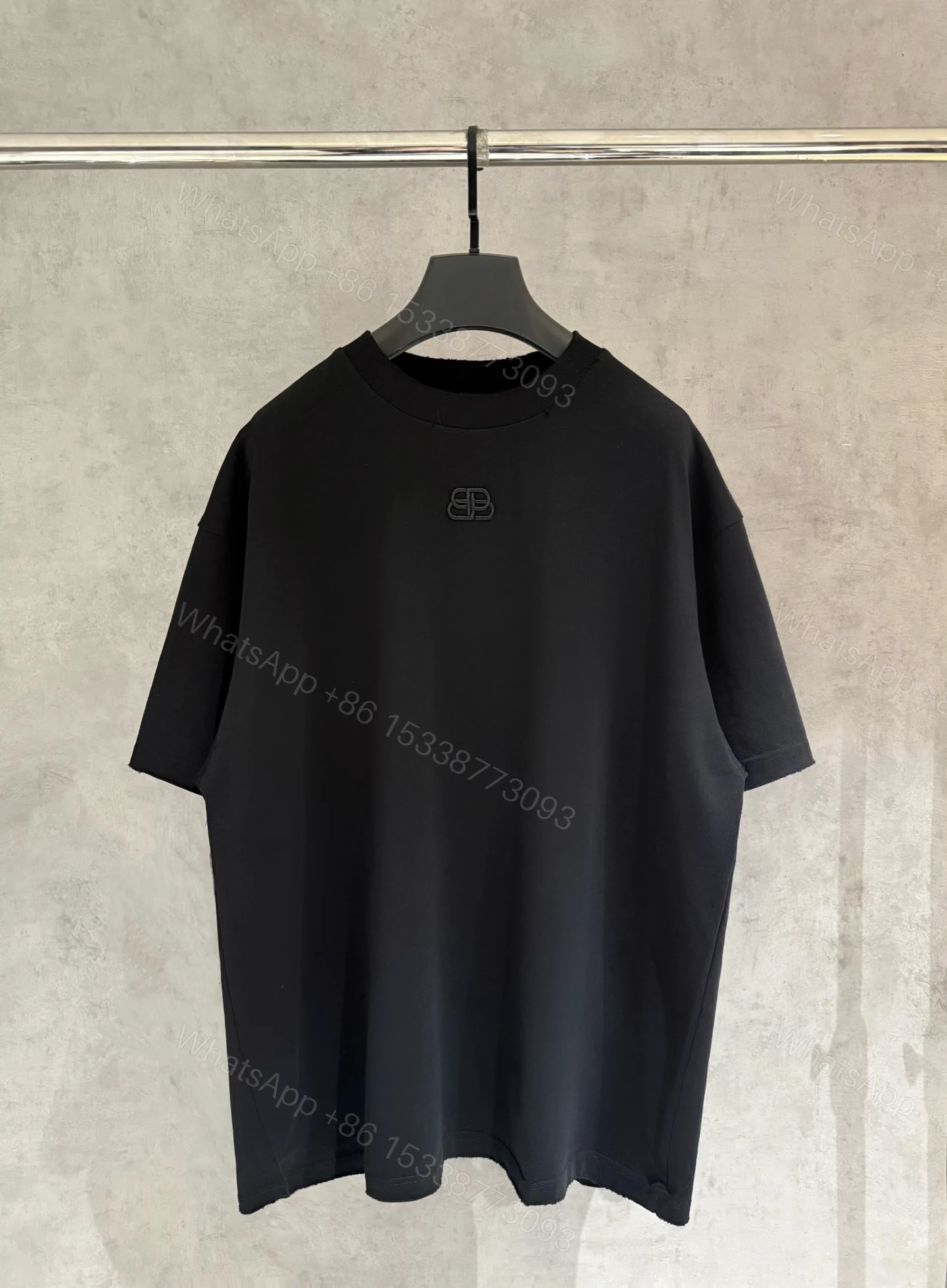 Balenciaga 一比一 BB立體Logo短袖T恤 黑色寬鬆潮流上衣 — view 1