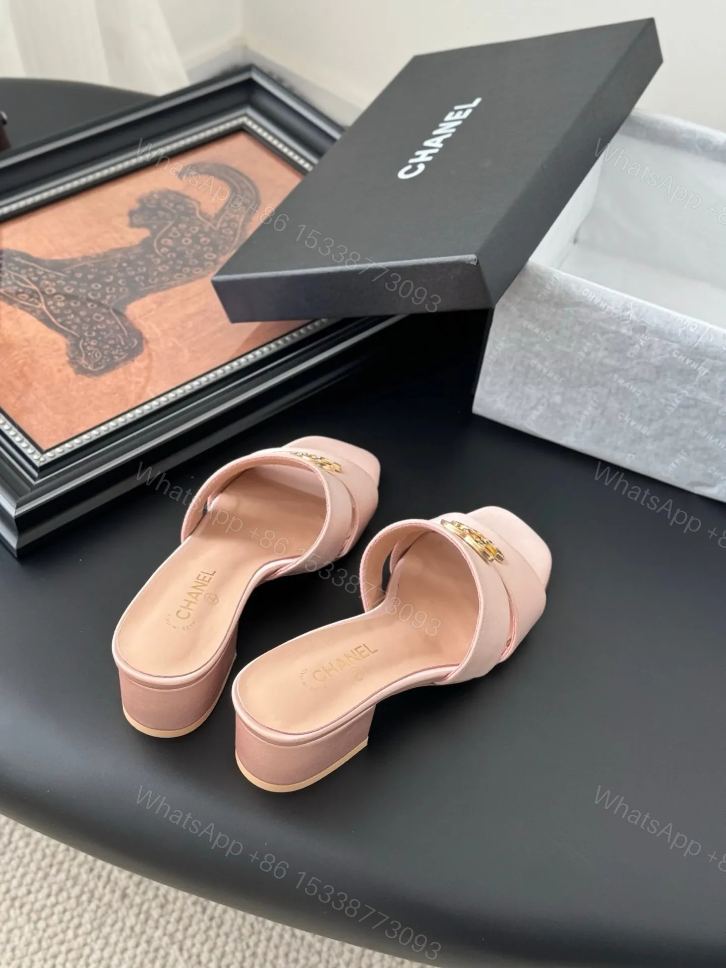 View 5 of Chanel Women Light Pink Satin Mules