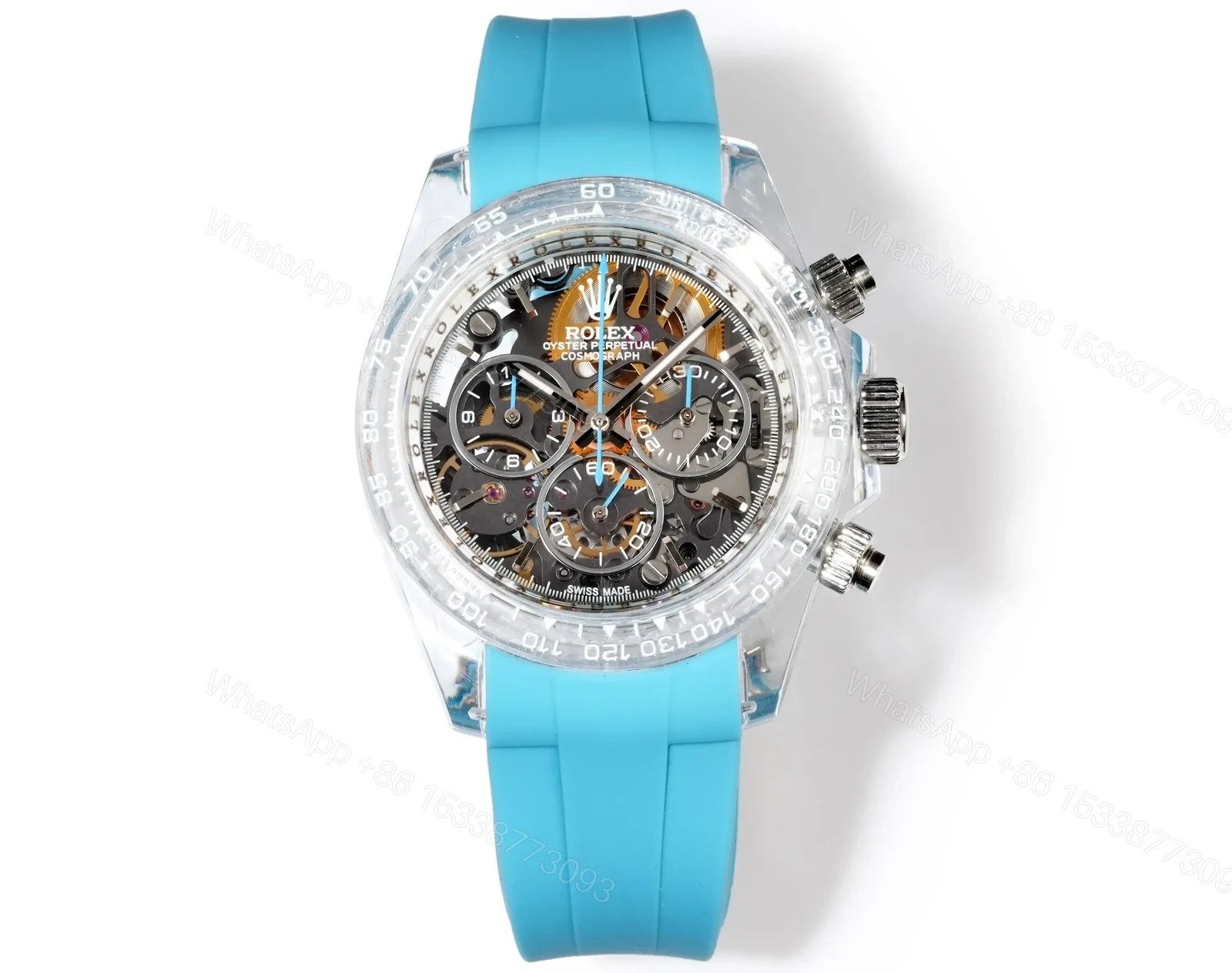 Rolex Daytona Sapphire Argentina Edition replica 40MM Blue Rubber Strap Edition RG-DAYTONA-SAPPHIRE-ARGENTINA-BLUE-RUBBER-40 — view 1