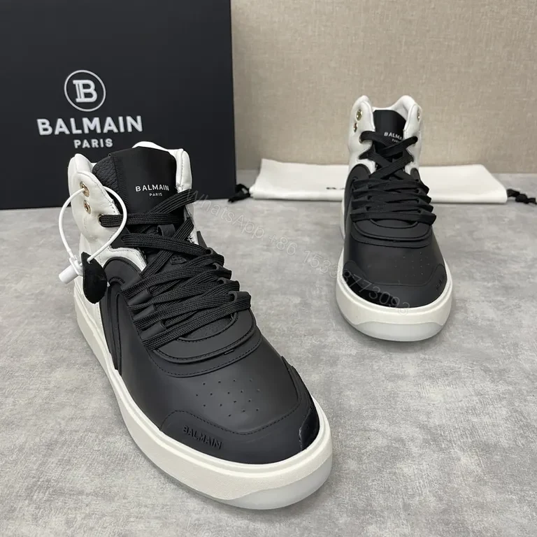 View 3 of Monochrome Balmain High-Tops: Luxury Comfort Sneakers