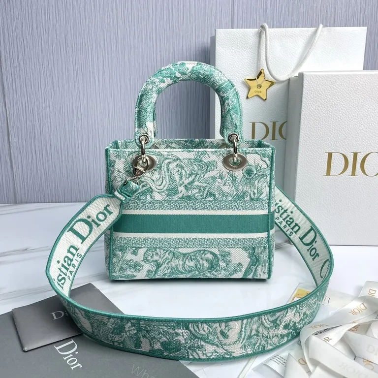 View 3 of Turquoise Canvas Satchel: Dior-Inspired Mini with Textured Weave