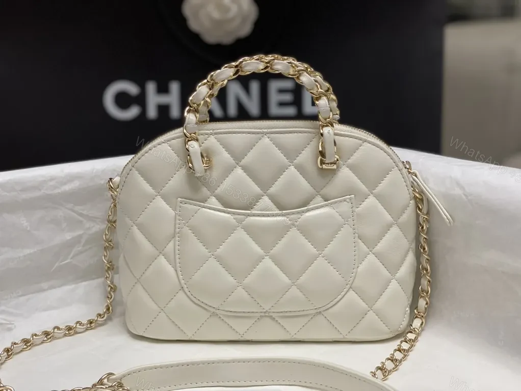 View 7 of Mini Quilted Luxe Mini Bag: Gold Hardware, Top Handle + Chain