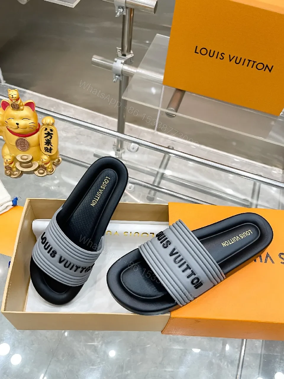 View 4 of Textured Strap Sandals: Luxury-Couture Inspired Slides