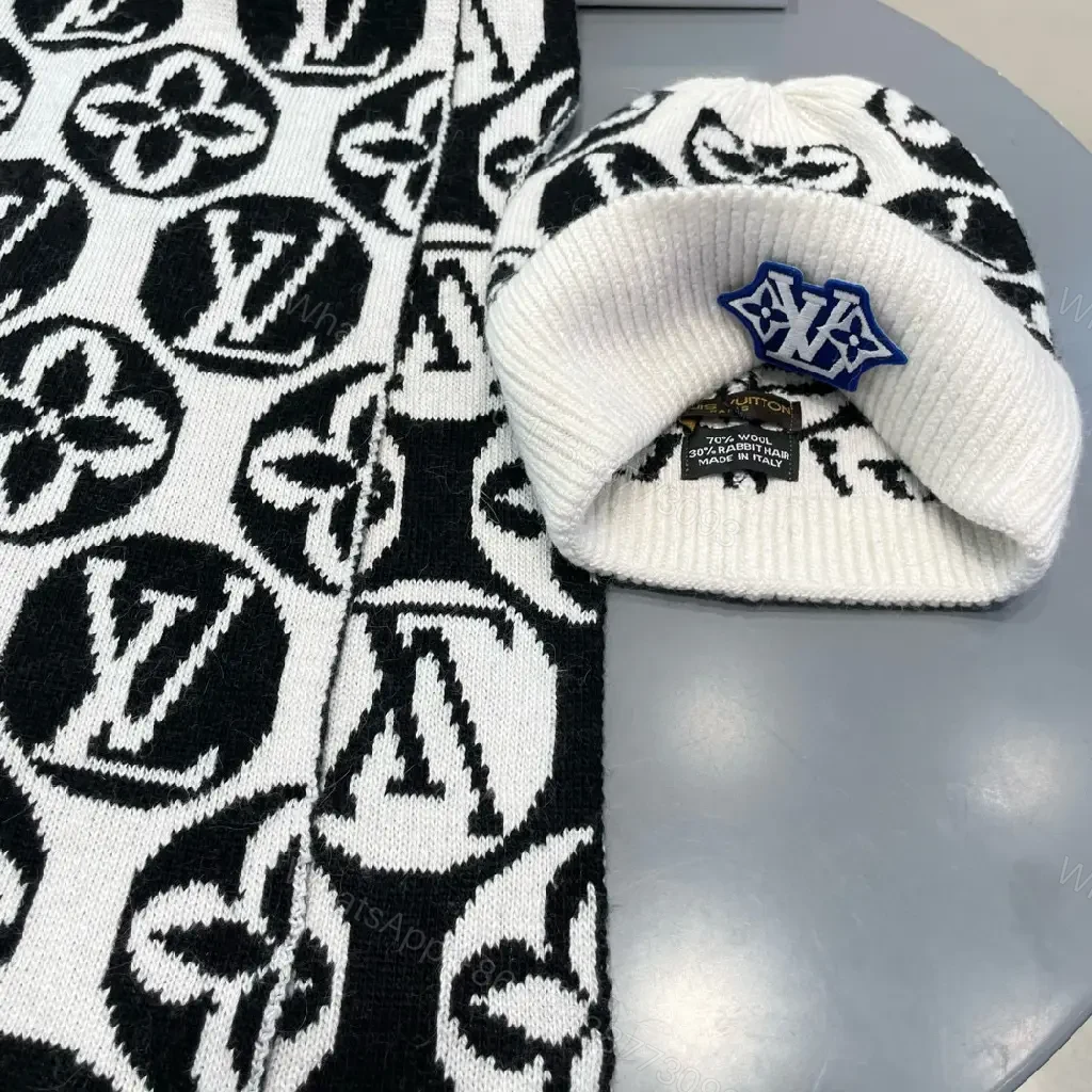 View 6 of Bold Monogram Knit Set: High-Contrast Luxe Comfort