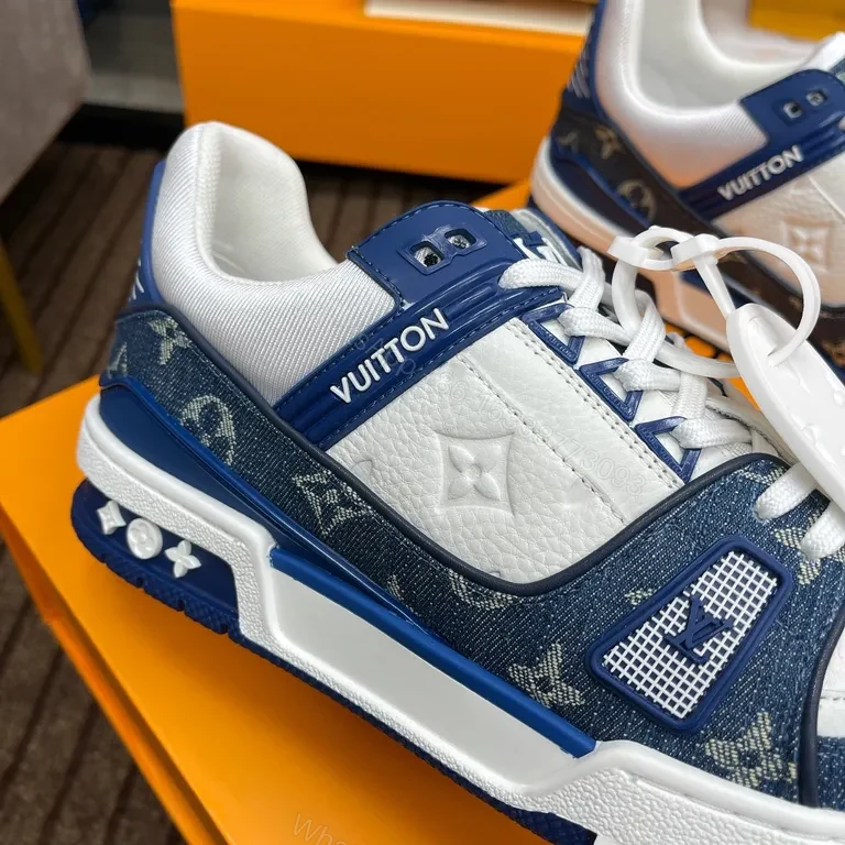 View 4 of Blue-White LV-Inspired Performance Sneakers: Refined Comfort
