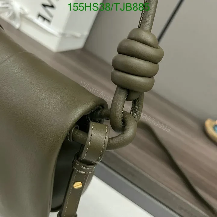 View 8 of Loewe Convertible Leather Shoulder Bag with Dark Khaki Ruched 062138