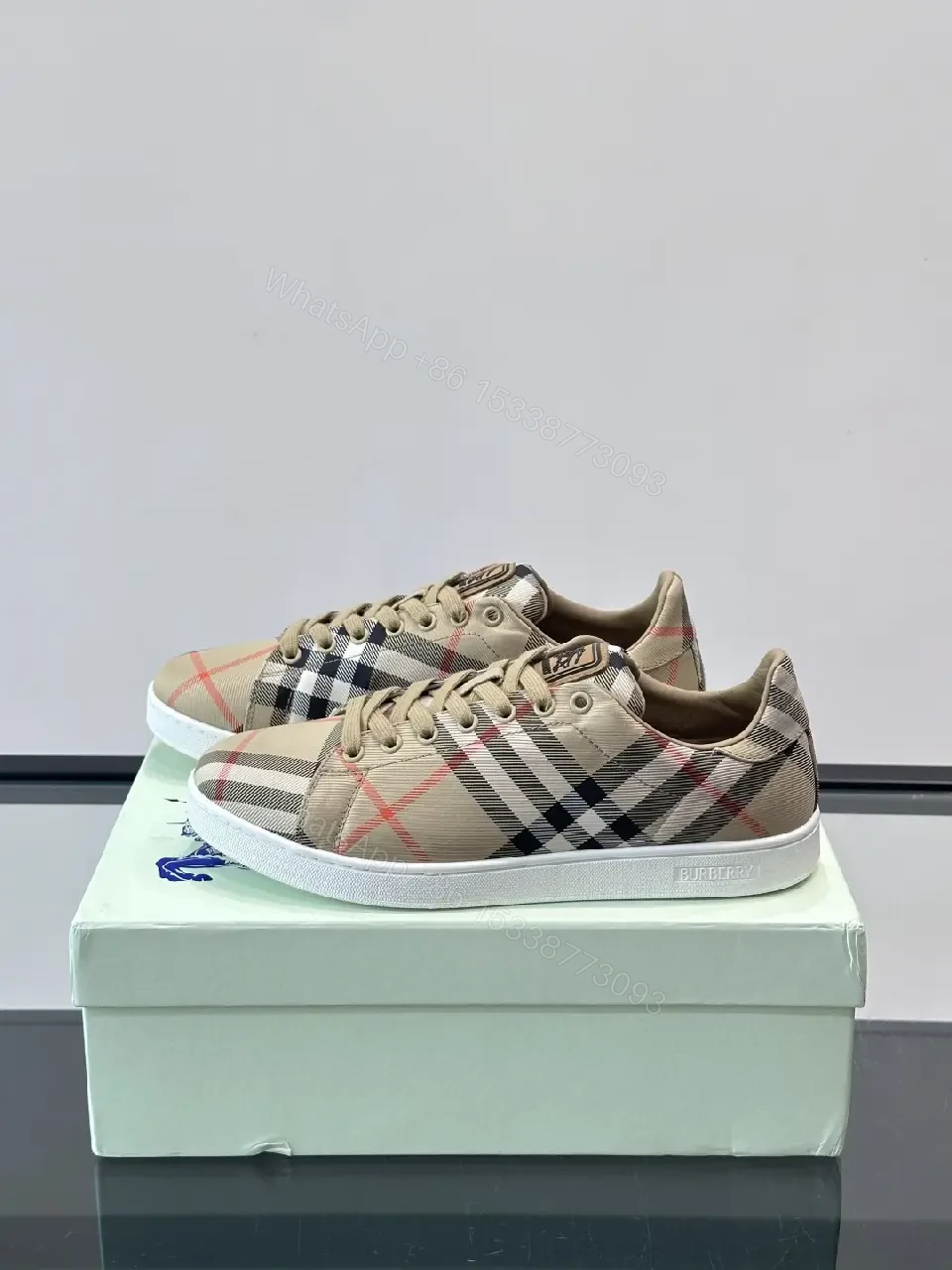 View 8 of Plaid Plush Comfort Low-Top Sneakers with Signature Check