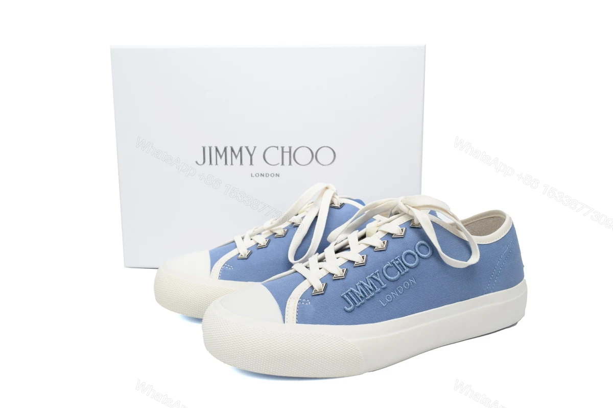 Jimmy Choo Palma Maxi Blue Canvas Platform Trainers PALMAMAXIFCYE043621 — view 2