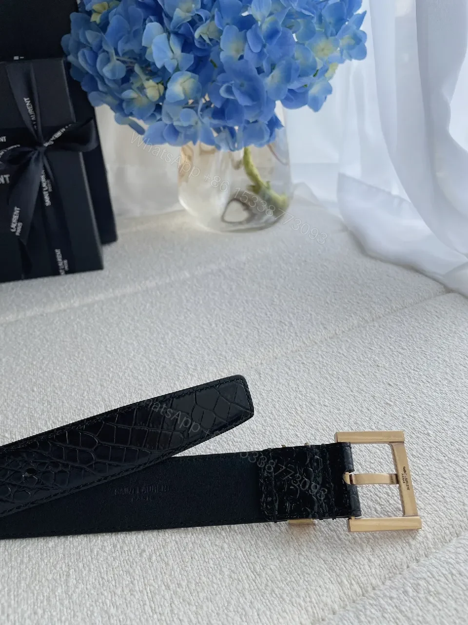 View 6 of Chic Leather Belt Bag with Gold Hardware, Compact Luxury