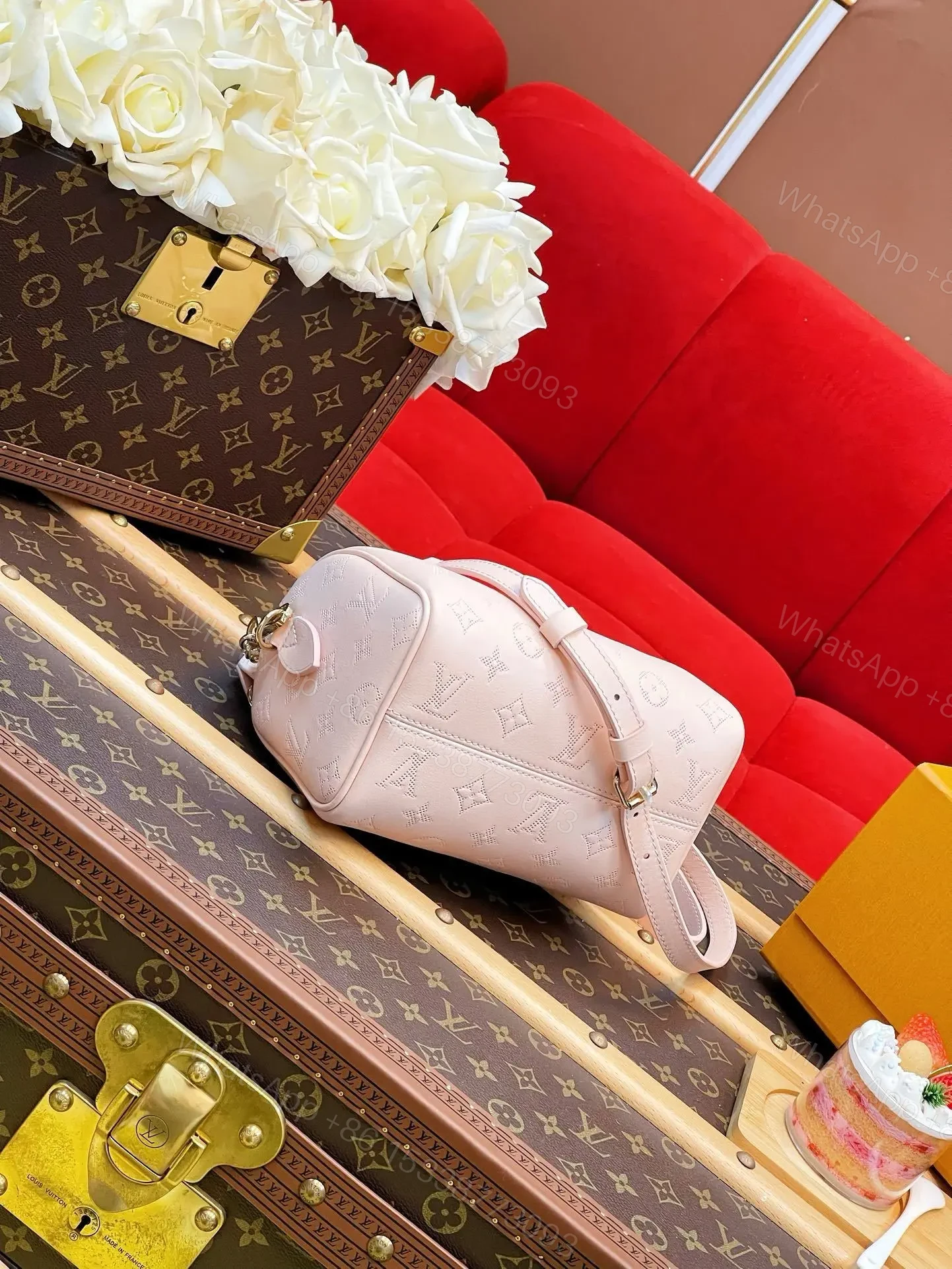 View 2 of Louis Vuitton Speedy 20 in pink Monogram Empreinte