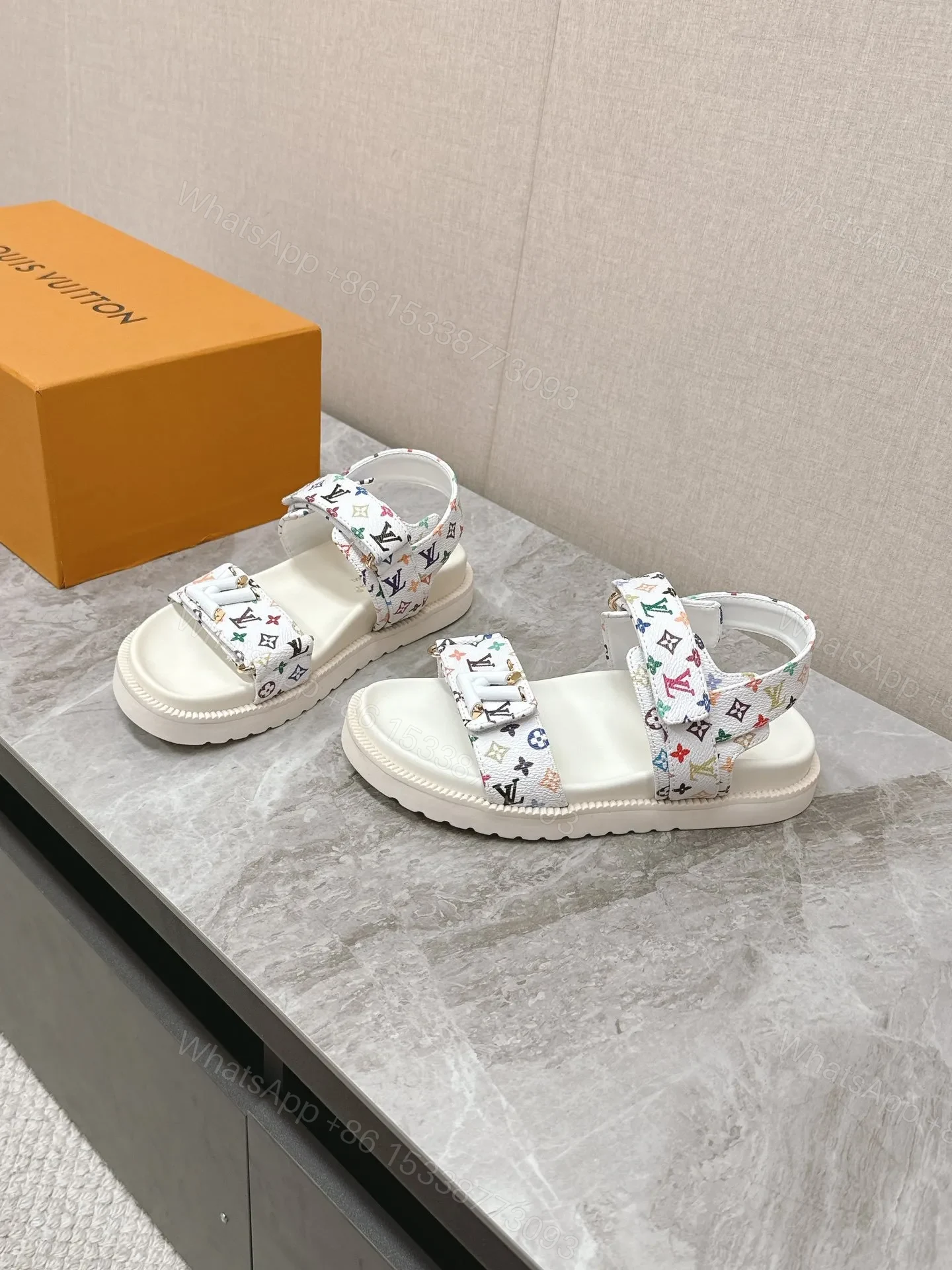View 3 of LV Women White Patterned Fabric Sandals