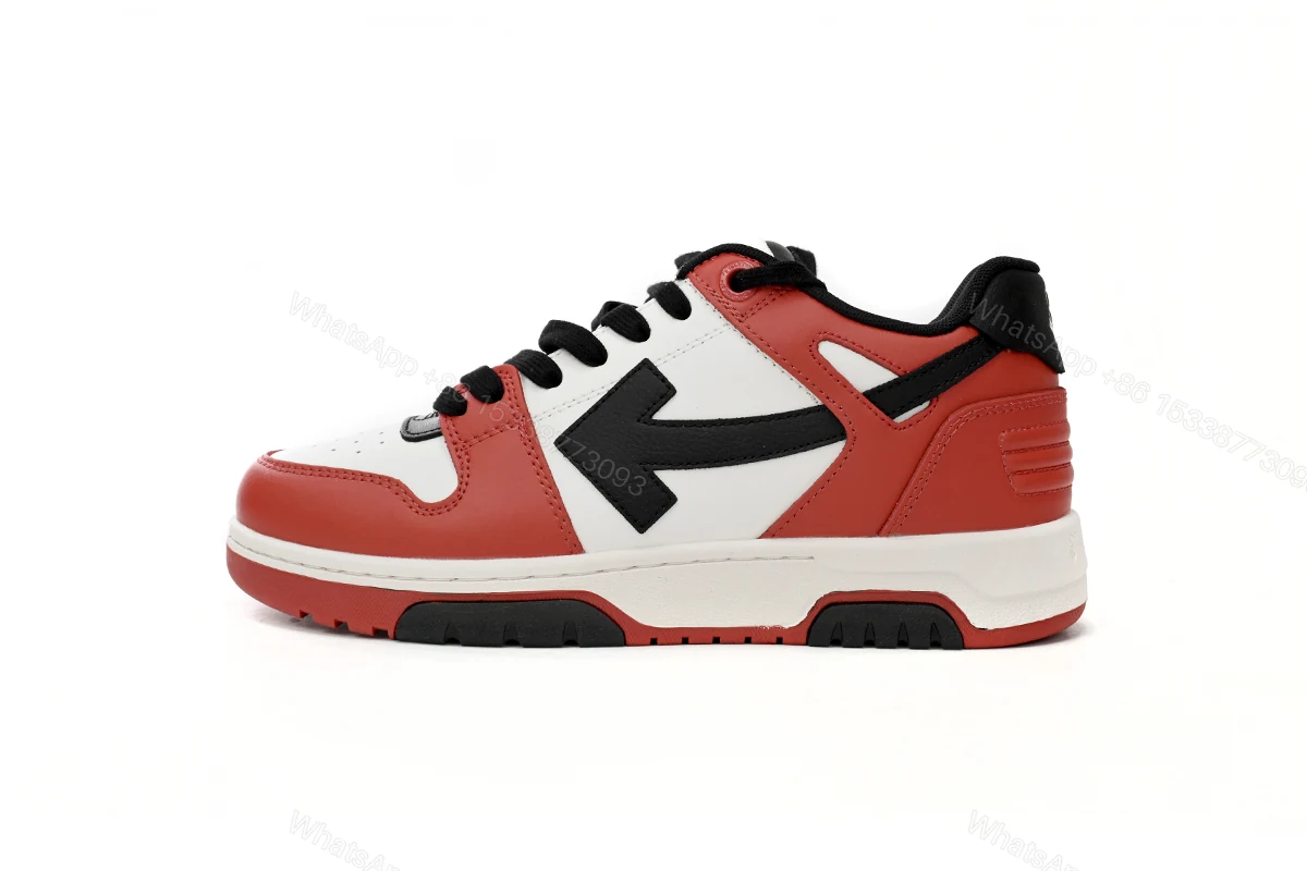 View 14 of OFF-WHITE Out Of Office OOO Low Tops Black White Red OMIA189S23LEA0012510