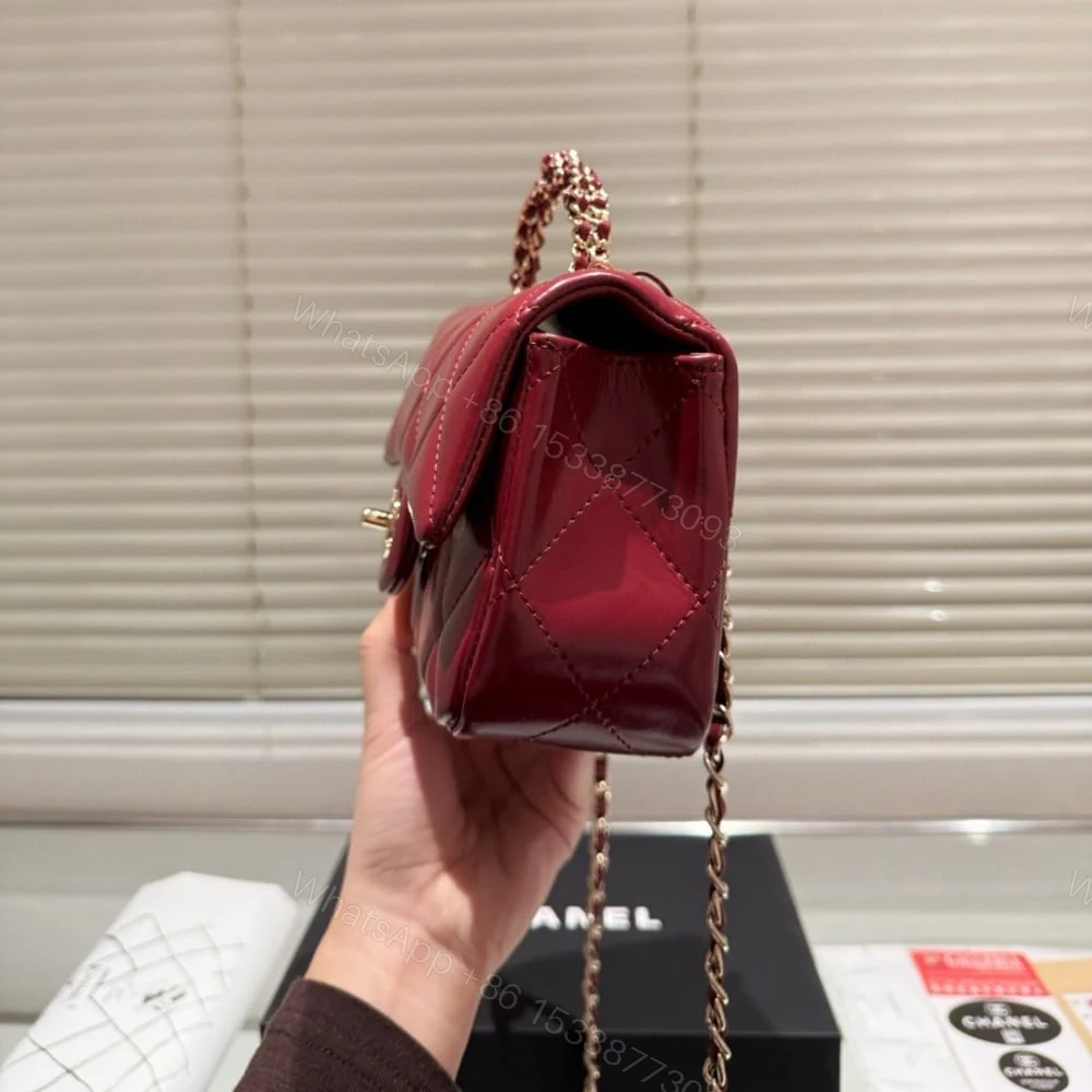 View 5 of Chanel Classic Mini Flap Bag With Chain In Burgundy 21Cm