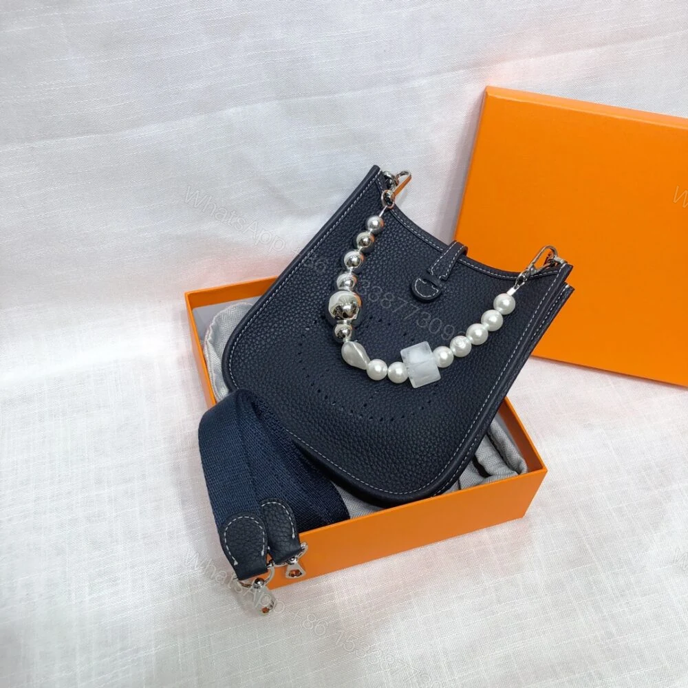 View 4 of Hermes Mini Evelyne Bag Blue Nuit 17cm