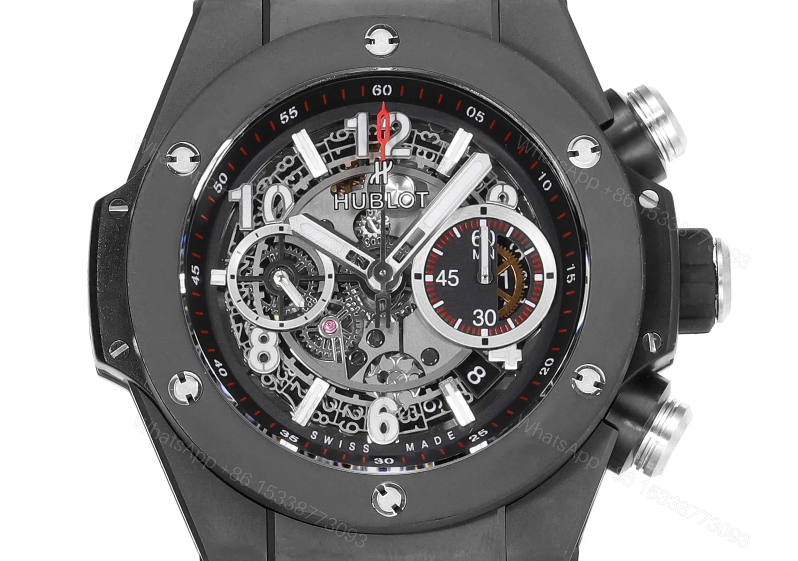 View 4 of Hublot Big Bang Unico Replica 45MM Premium Ceramic Case Black Rubber Strap Edition RG-HUBLOT-UNICO-BLACK-45