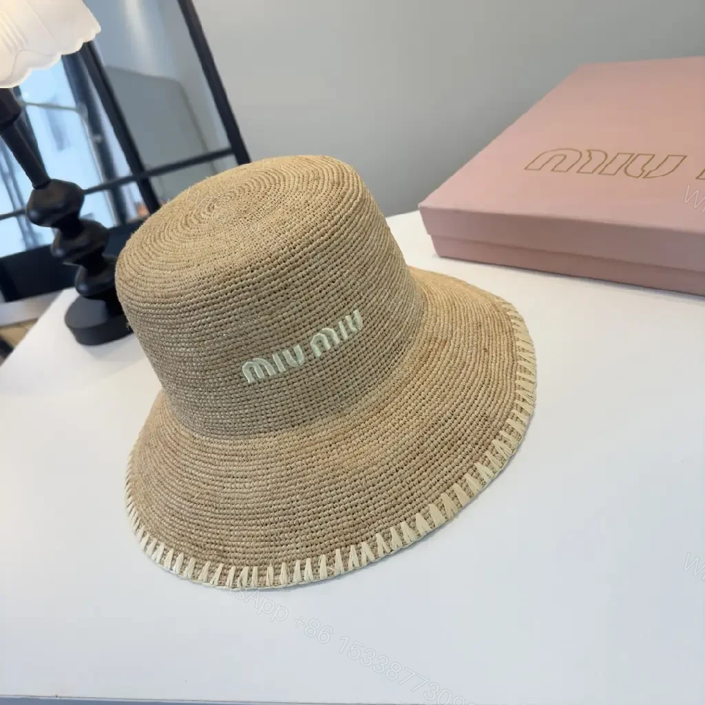 View 10 of Natural Straw Bucket Hat with Subtle Logo Detail
