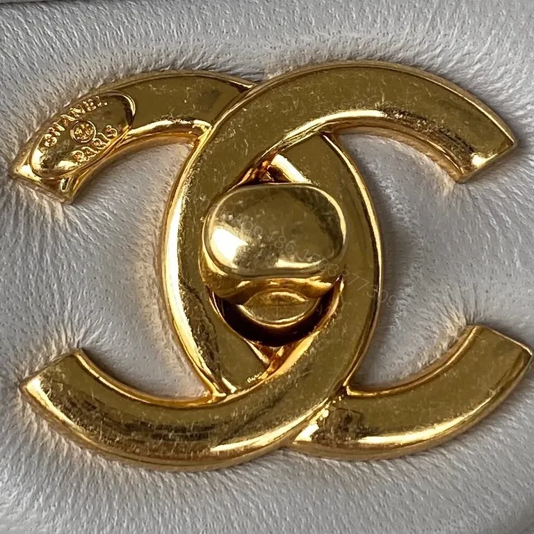View 7 of Chanel-Inspired Quilted Mini Bag: Gray & Gold Chain Luxury
