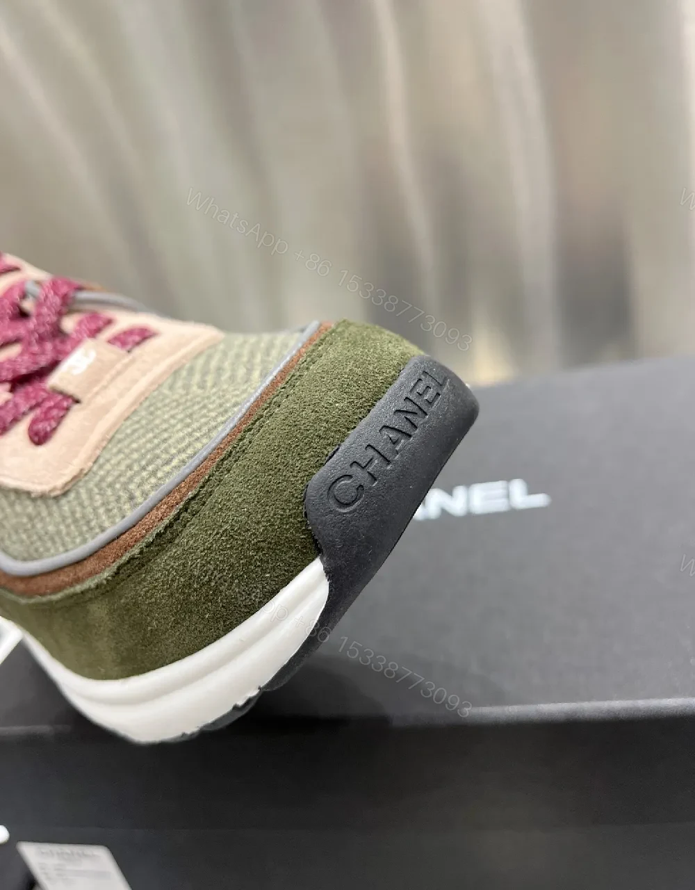 View 2 of Patterned Knit Runner: Suede-Mesh, Logo Luxe Sneakers