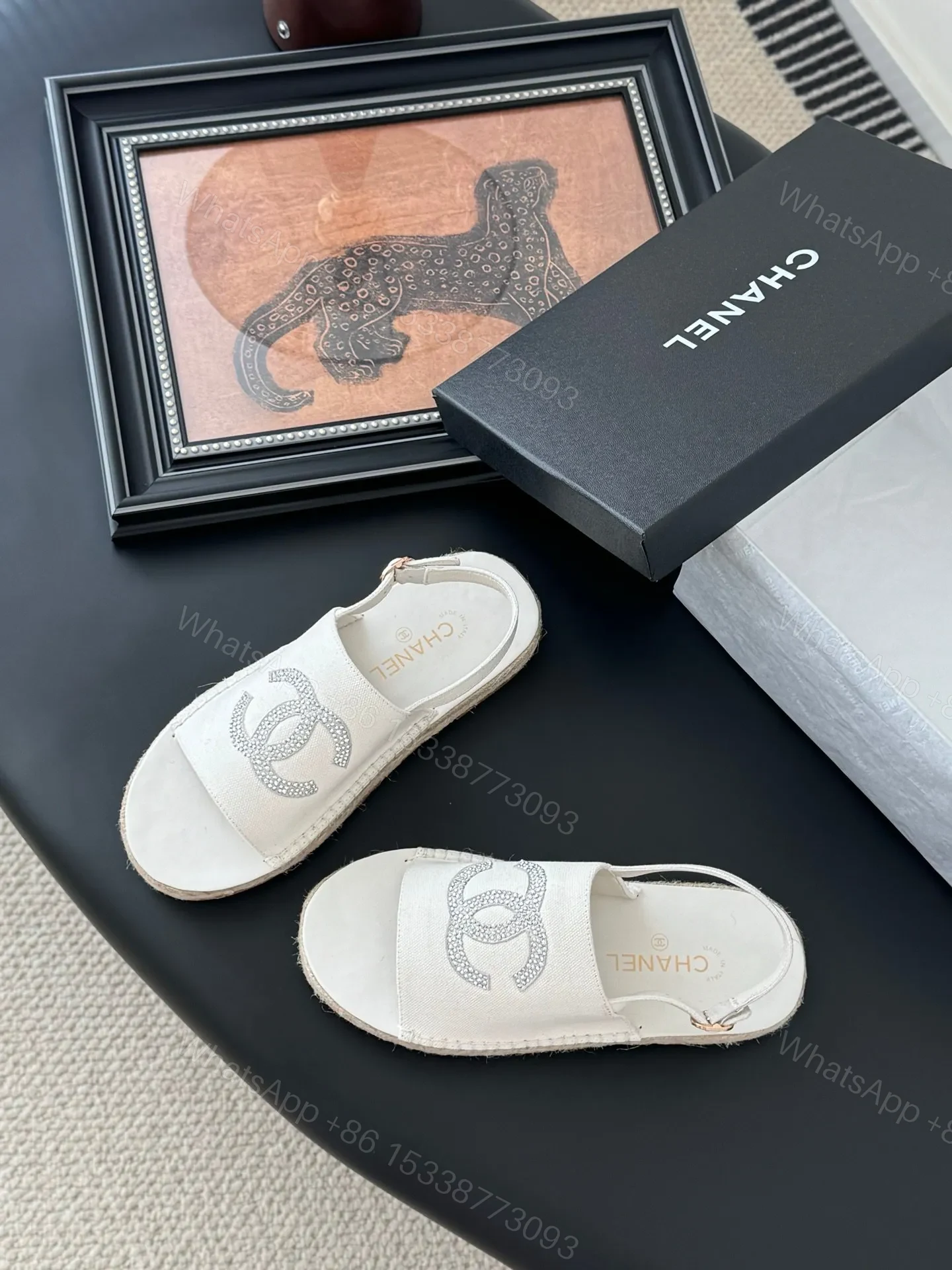 View 6 of Chanel Women White Canvas Espadrille Sandals