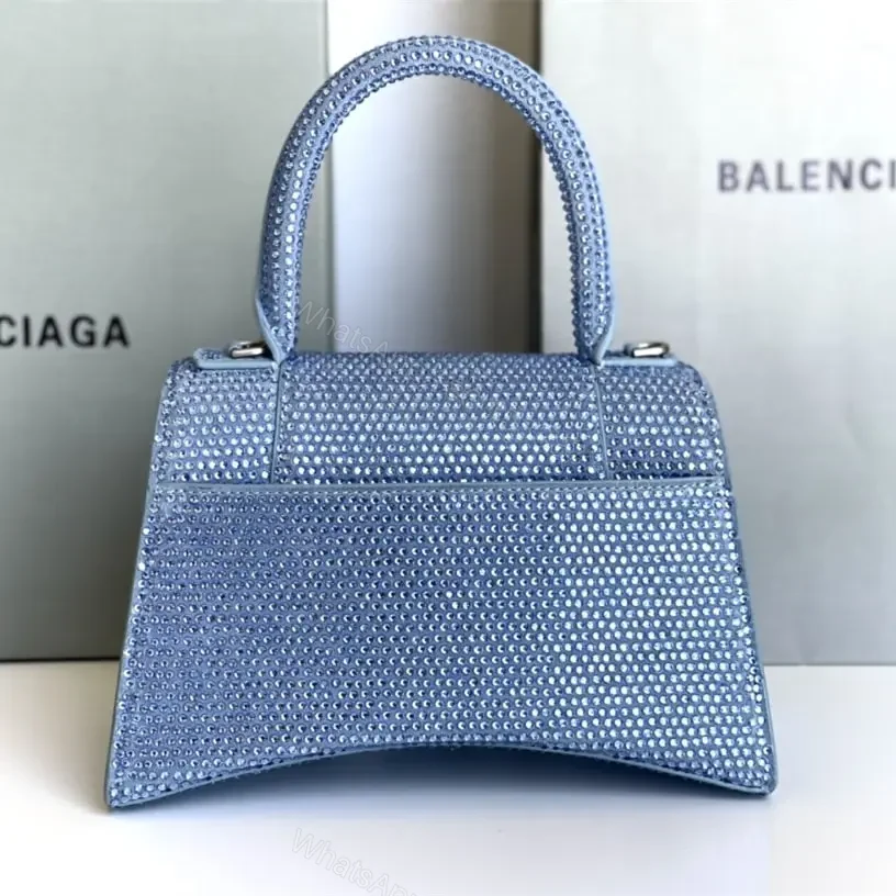 View 2 of 高仿Balenciaga*Hourglass系列沙漏包滿鑽藍色S