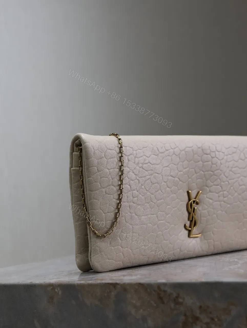 View 8 of Croc-Texture Clutch with Gold Emblem — Luxe Everyday Carry