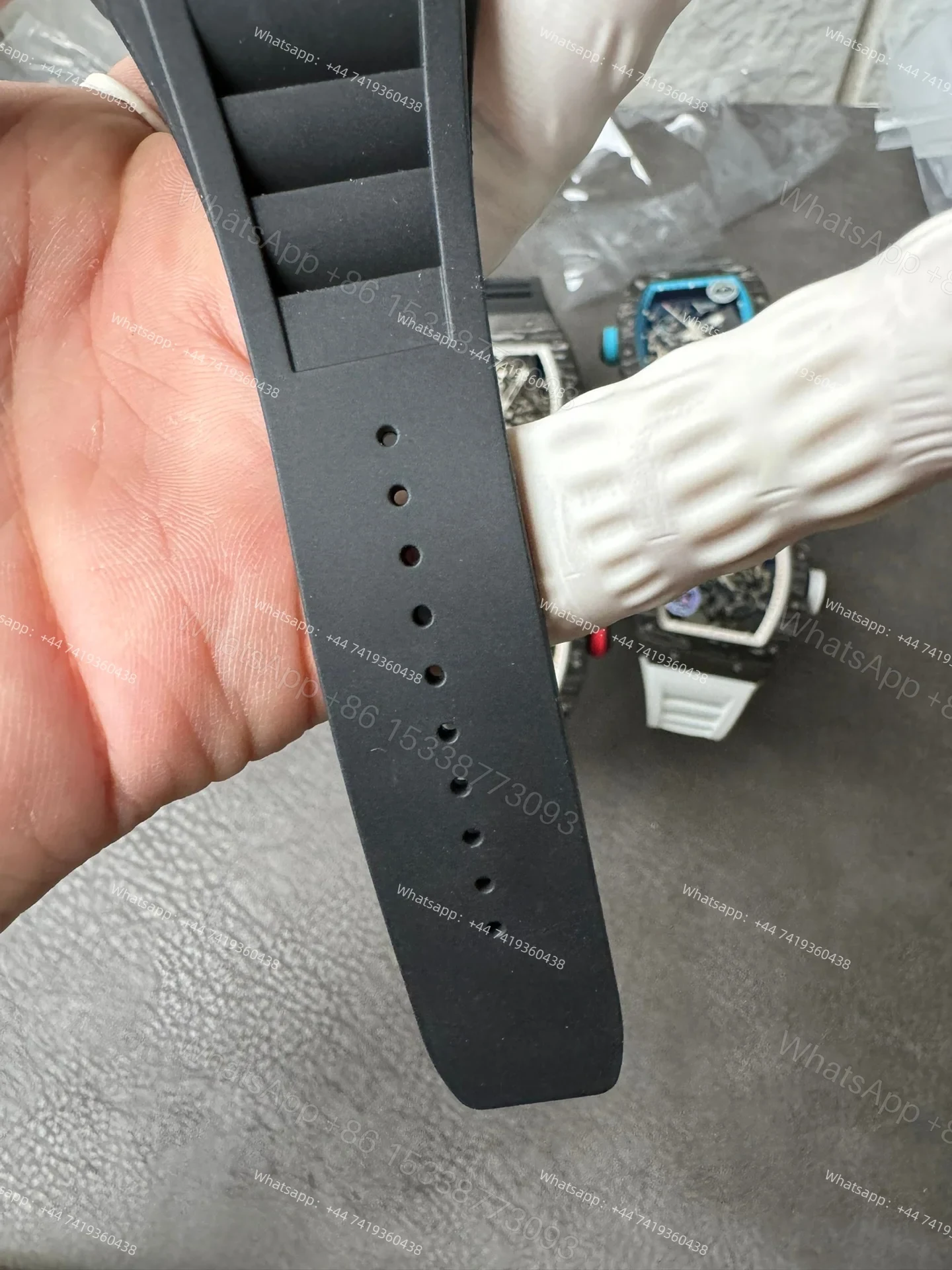 View 13 of Super Clone Richard Mille RM 055 Carbon TPT Rose Gold Skeleton 1:1 Replica Watch