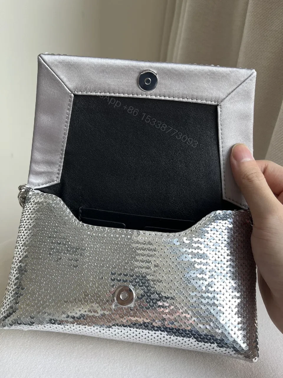 View 2 of Chic Metallic Crossbody Clutch: Bold Chain Luxury