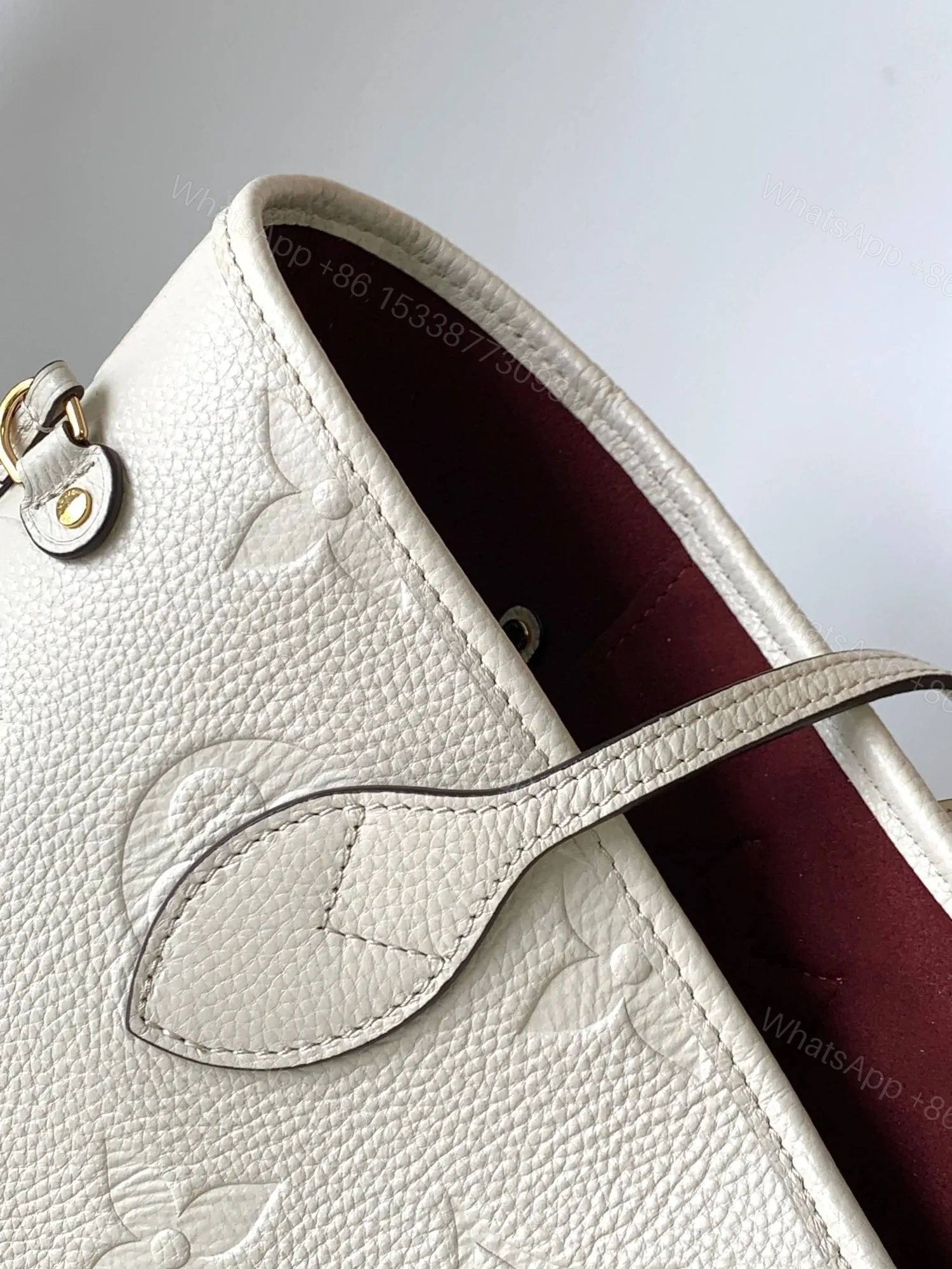 View 6 of LV NEVERFULL MM WHITE MONOGRAM EMPREINTE LEATHER