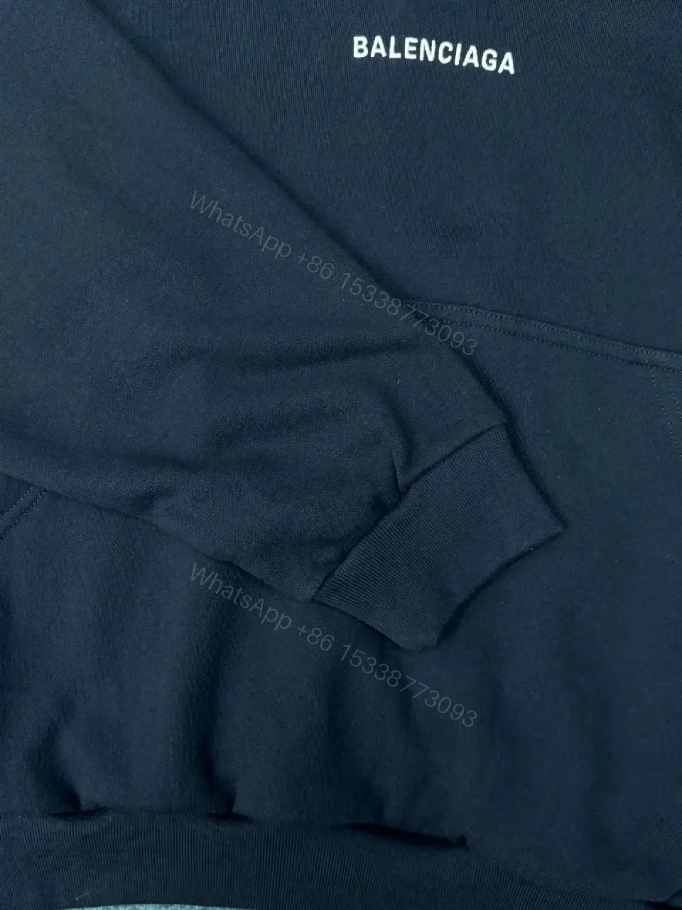 View 10 of Black Cotton Blend Hoodie | Oversized Streetwear Luxe Comfort