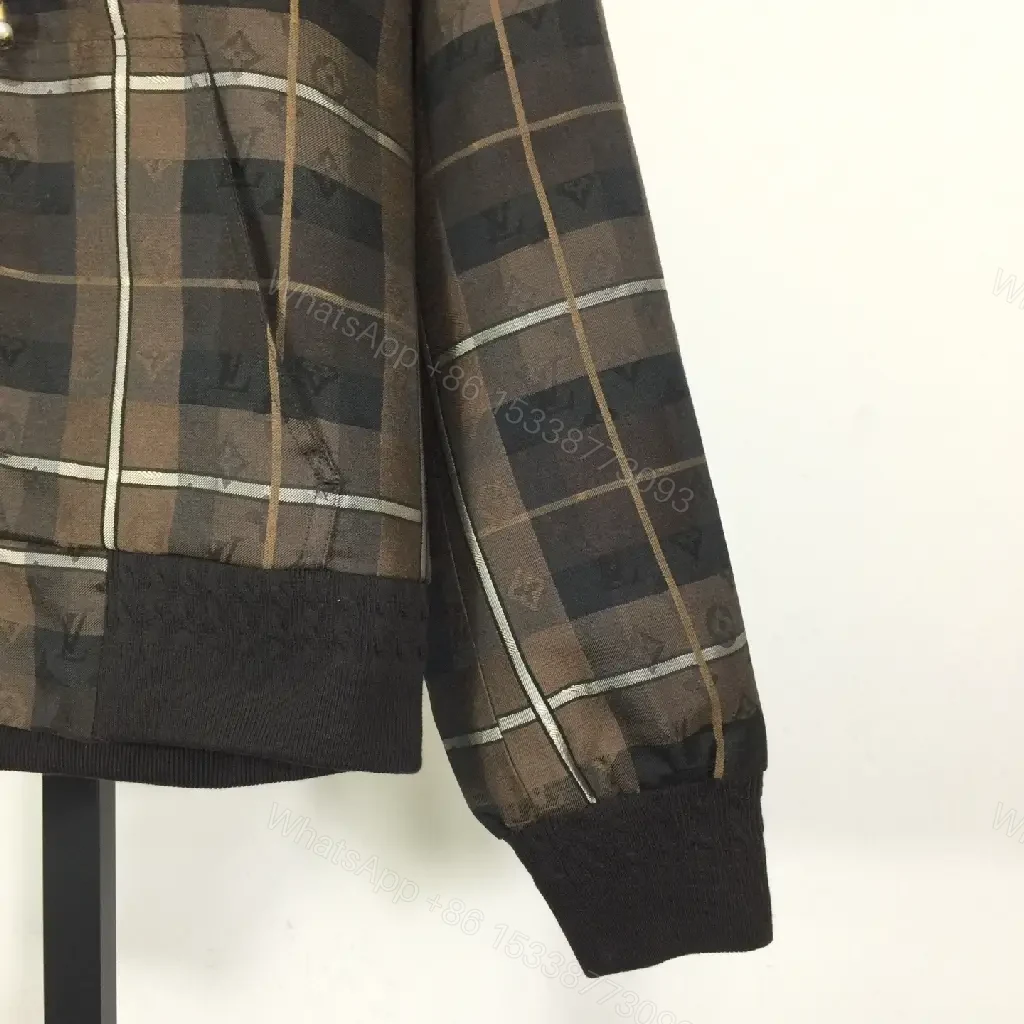 View 4 of Bold Plaid Windbreaker with LV Graphics