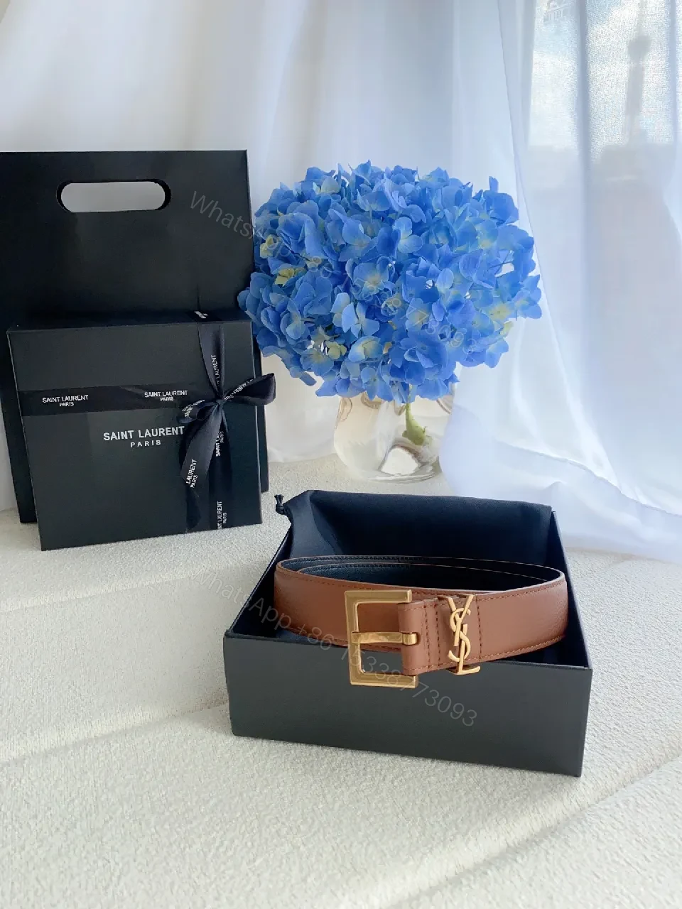 Brown Leather Belt Gold Buckle: Designer-Inspired, Luxury Finish — view 1