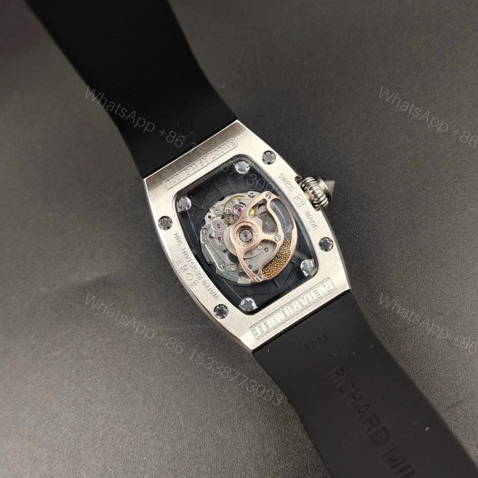 View 7 of Richard Mille RM007 Diamond Crown Ladies Watch Automatic Skeleton Diamond Dial Curved Bezel Premium Edition RM-RM007-DIA-LADY-AUTO