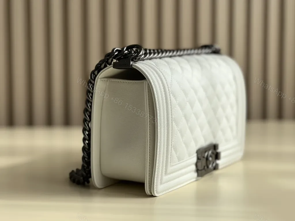 View 4 of Chanel-Style Quilted Crossbody Bag with Chain Strap