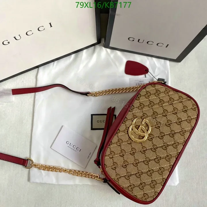 Gucci Replica GG Marmont Small Beige Canvas Shoulder Bag with Leather Trim CXV319 — view 1