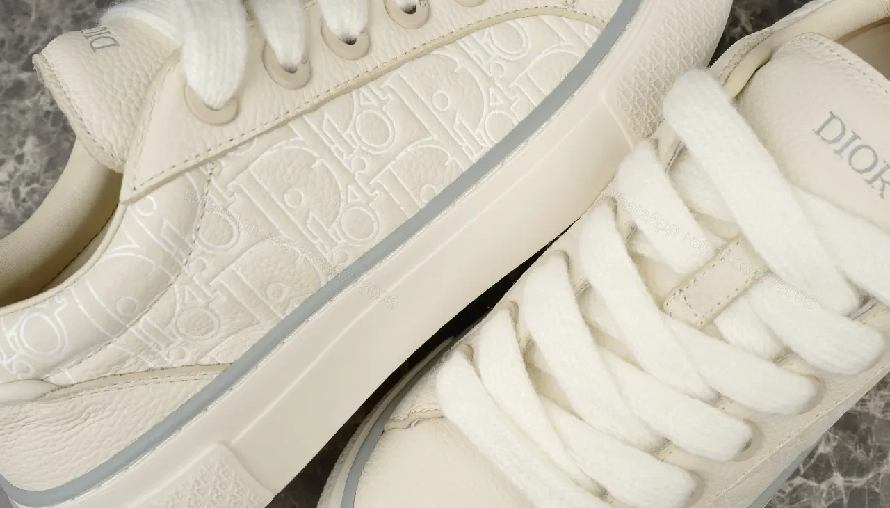 View 7 of White Leather Minimalist Low-Top Sneakers with Luxe Trim
