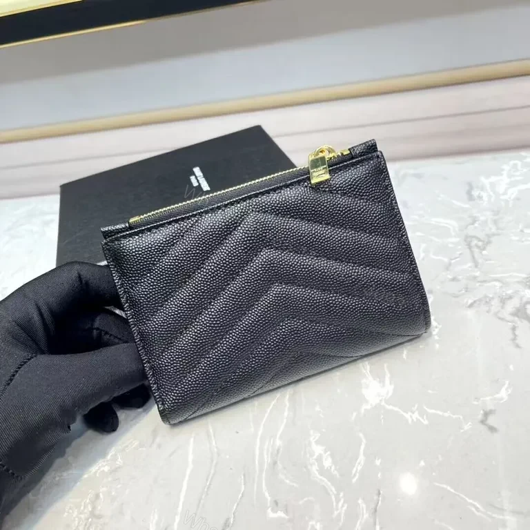 View 2 of Chic Black Chevron Wallet Clutch with YSL Hardware