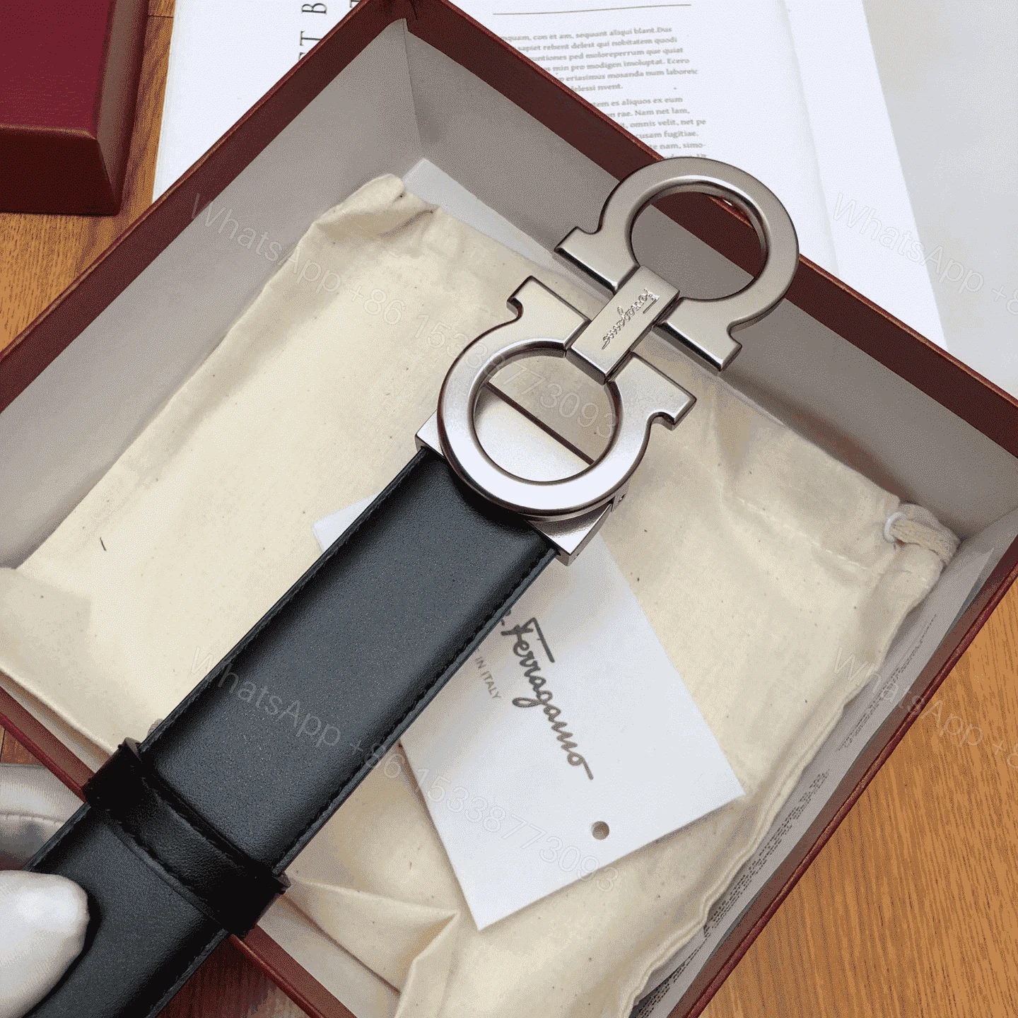 View 7 of SALVATORE FERRAGAMO DOUBLE GANCIO BELT – B28