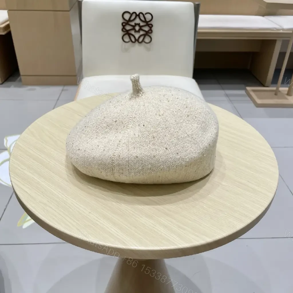 View 2 of Glitter Beret with Luxe LV-Style Motif, All-Day Shine