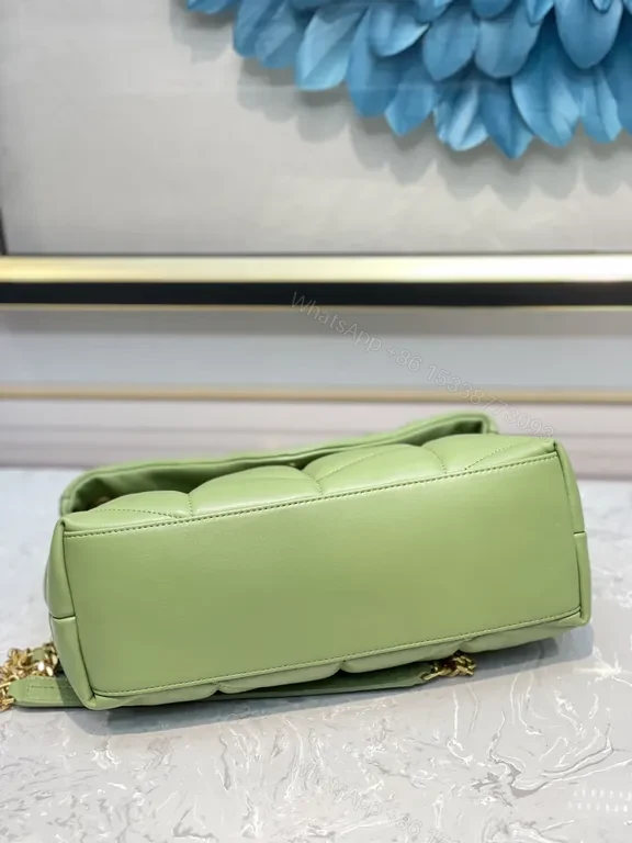 View 8 of Sage Leather YSL-Style Weekend Bag with Gold Monogram