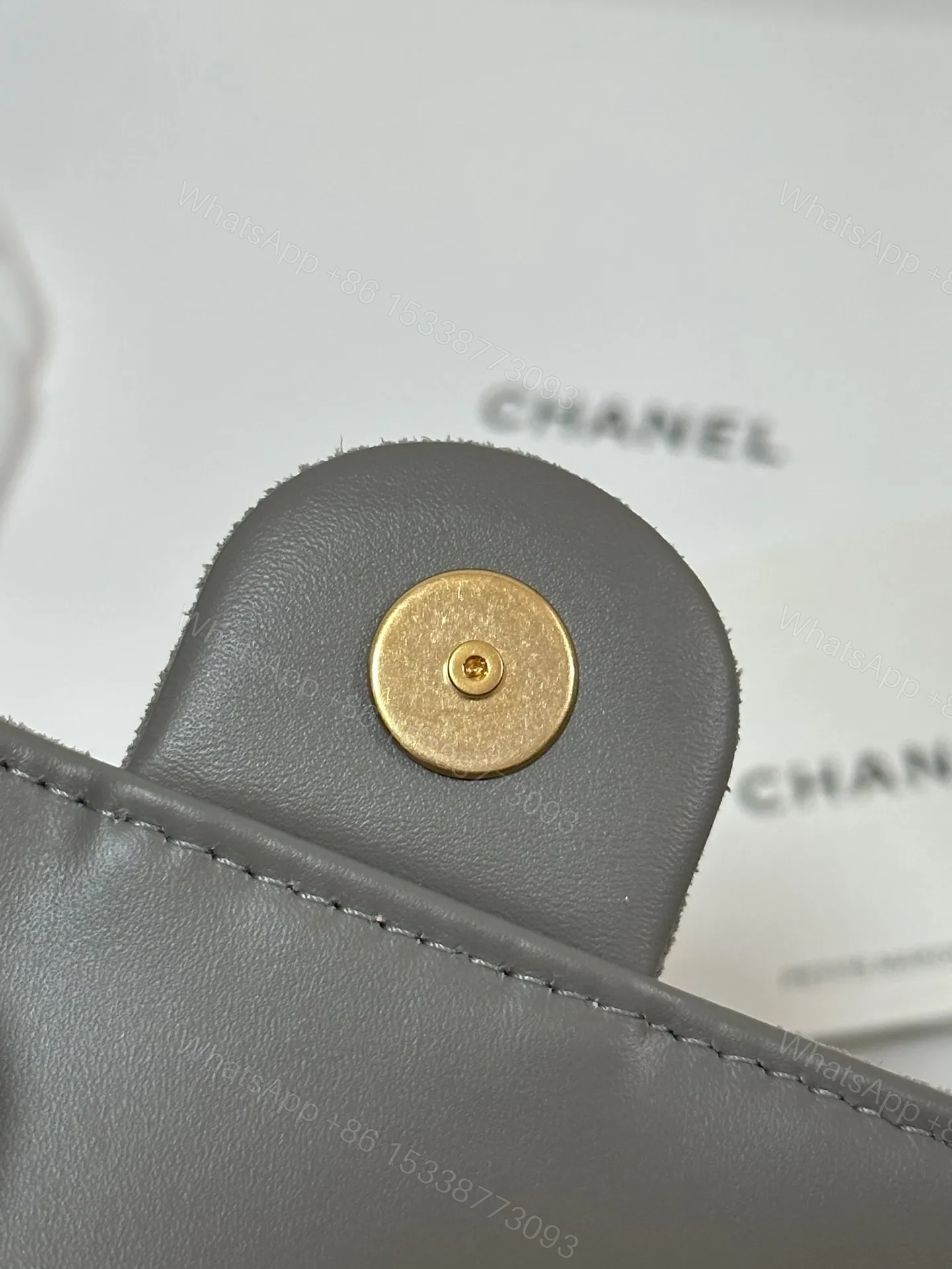 View 5 of NEW CHANEL 25 HANDBAG 30 IN NATURAL GREY SUEDE GOLD HARDWARE