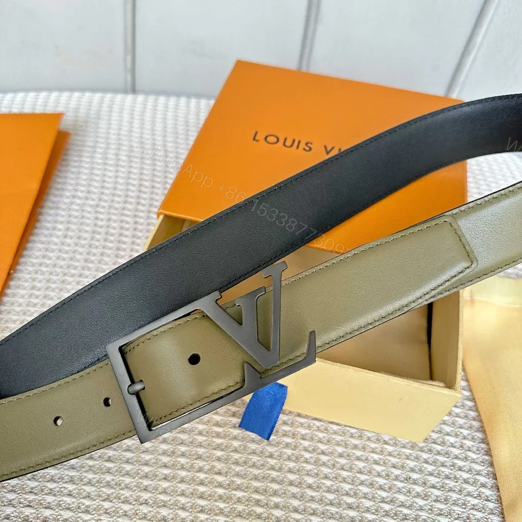 View 6 of Olive Leather Belt: Monogram Buckle, Modern Craftsmanship