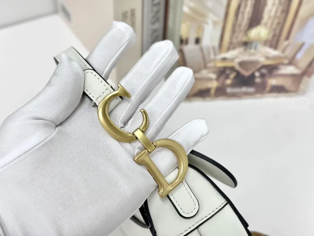 View 6 of Compact Dior-Inspired White Saddle Bag: Luxe Crossbody