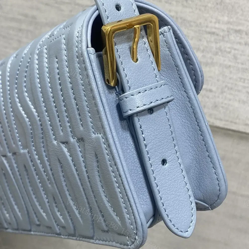 View 6 of 高仿Dior*Miss系列M261M23B衍縫線小牛皮腋下包藍色免檢版