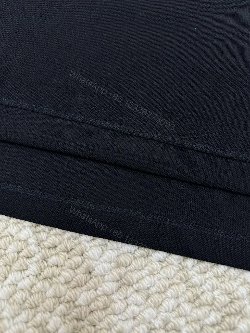 View 7 of black cotton polo shirt with logo for everyday luxury men