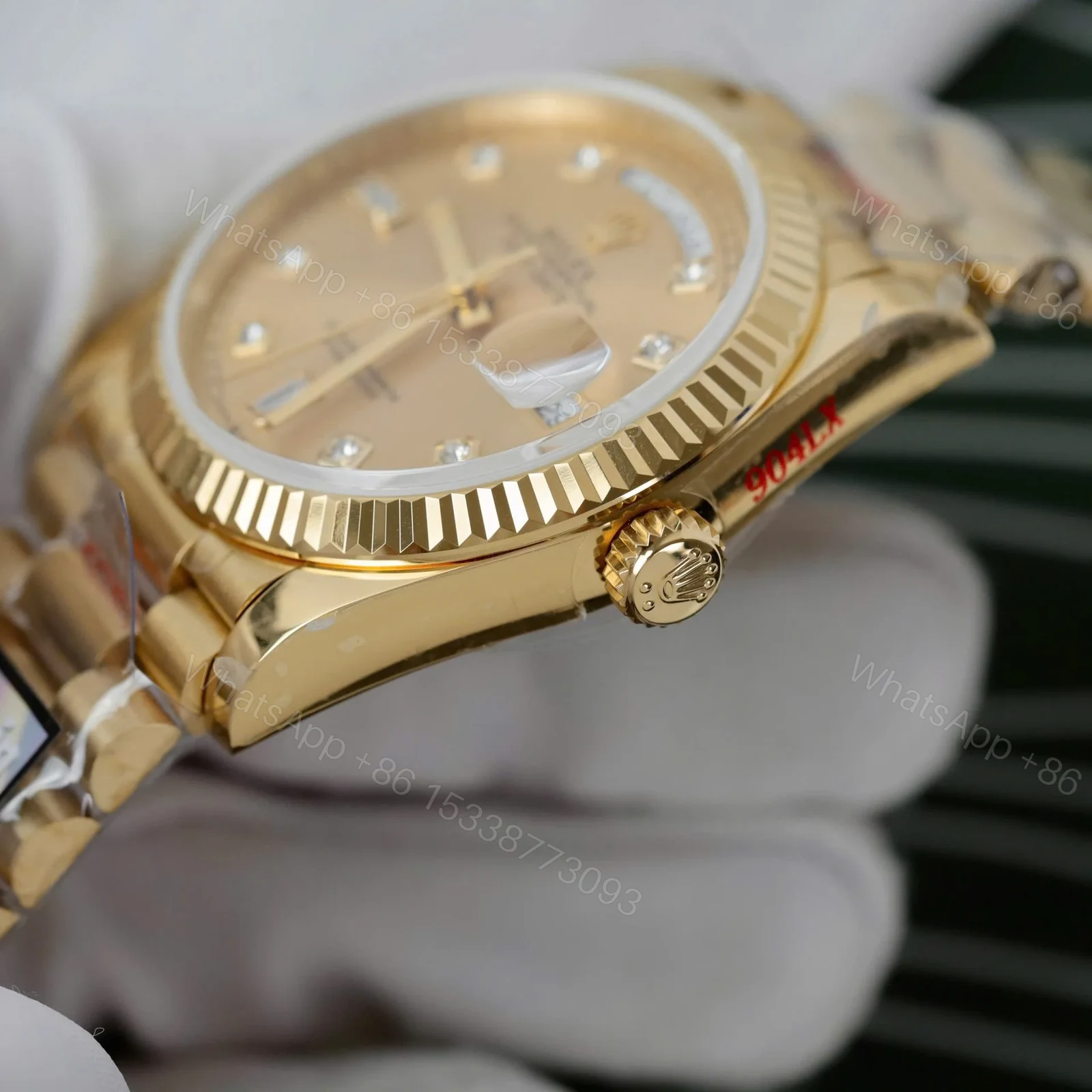 View 8 of Superclone Rolex Day-Date Champagne Diamond Dial 128238-0008 36 mm