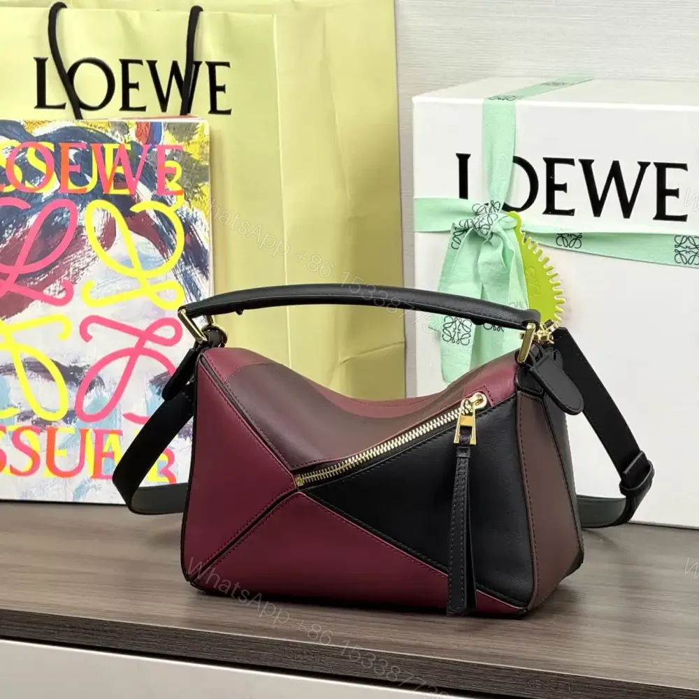 View 4 of 高仿Loewe*Puzzle系列1101幾何拼接手袋黑紅色小號免檢版