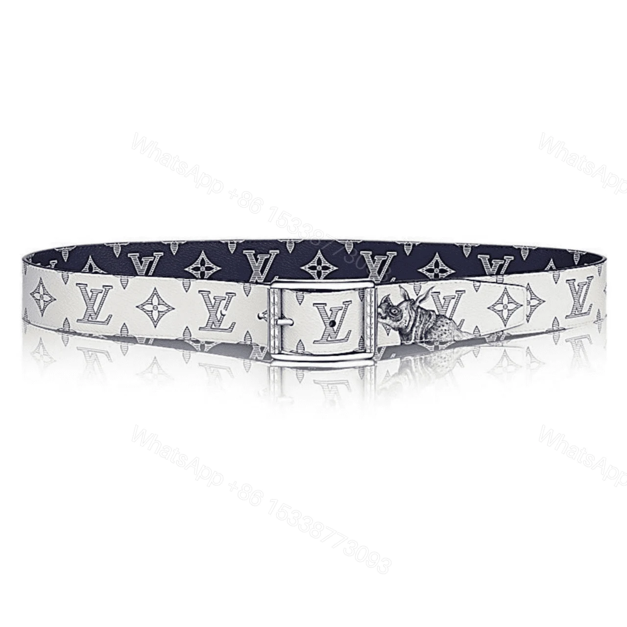 LOUIS VUITTON WHITE/BLUE MONOGRAM SA.VANE CANVAS CHAP.MAN BROTHERS RE.VERSO BELT – B101 — view 1